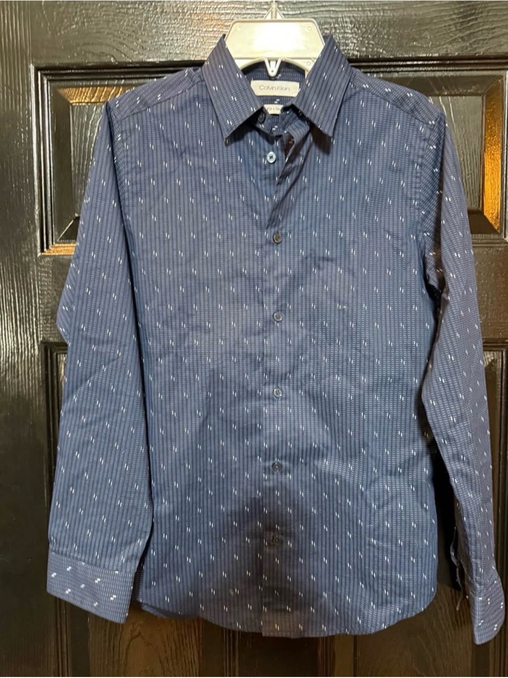 Calvin Klein Button-Down Shirt – Size 14 (Slim Fit + Stretch) Boys